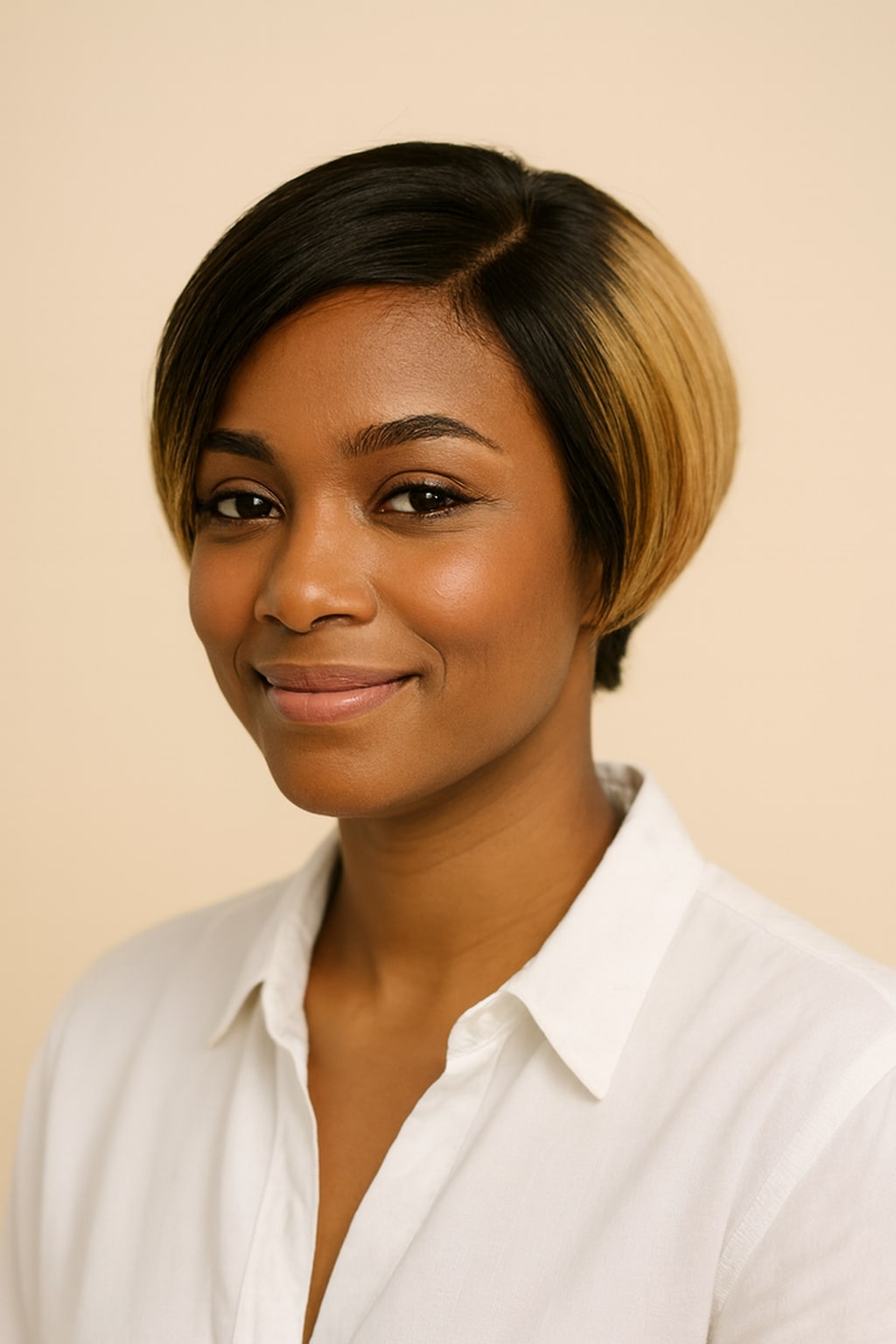 Ombre Honey Blonde Pixie Cut Wig with Dark Roots, Ombre Honey Blonde 1B/27, front view