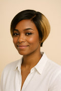 Ombre Honey Blonde Pixie Cut Wig with Dark Roots, Ombre Honey Blonde 1B/27, front view