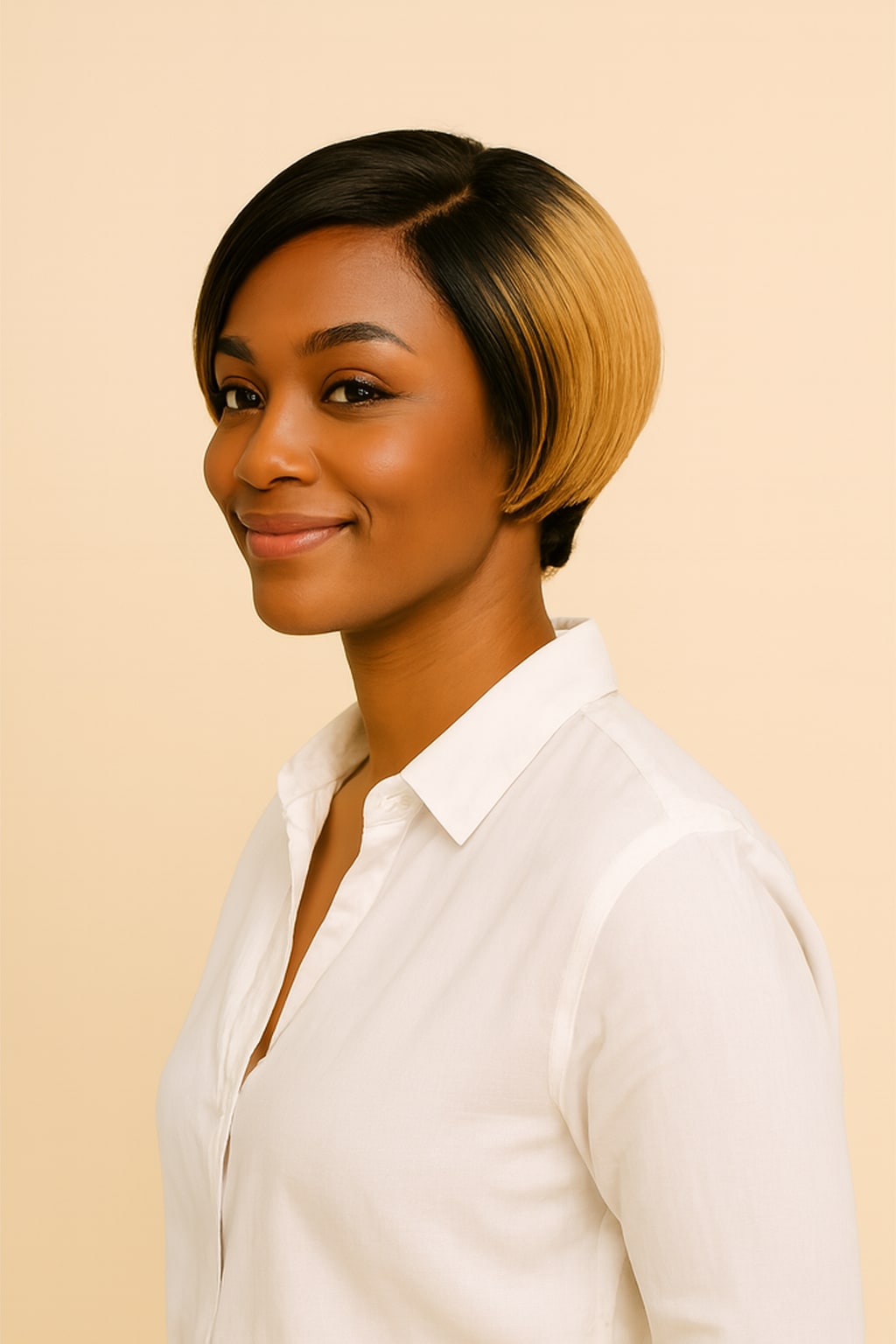 Ombre Honey Blonde Pixie Cut Wig with Dark Roots, Ombre Honey Blonde 1B/27, side view