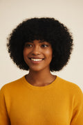 Short Afro Wig with Bangs, Natural Black, front view