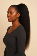 Kinky Straight Ponytail, Natural Black, front view