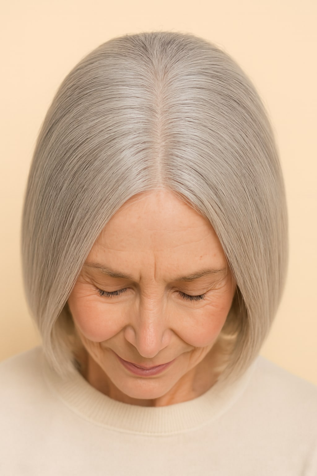 Gray Hair Topper for Women with Thinning Hair, Silver Grey, hairline and texture close-up