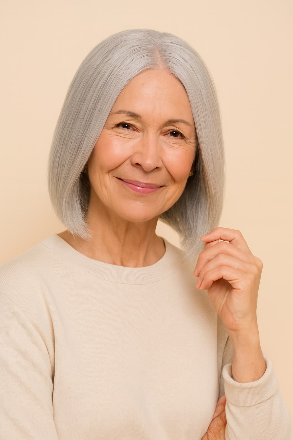 Gray Hair Topper for Women with Thinning Hair, Silver Grey, side view