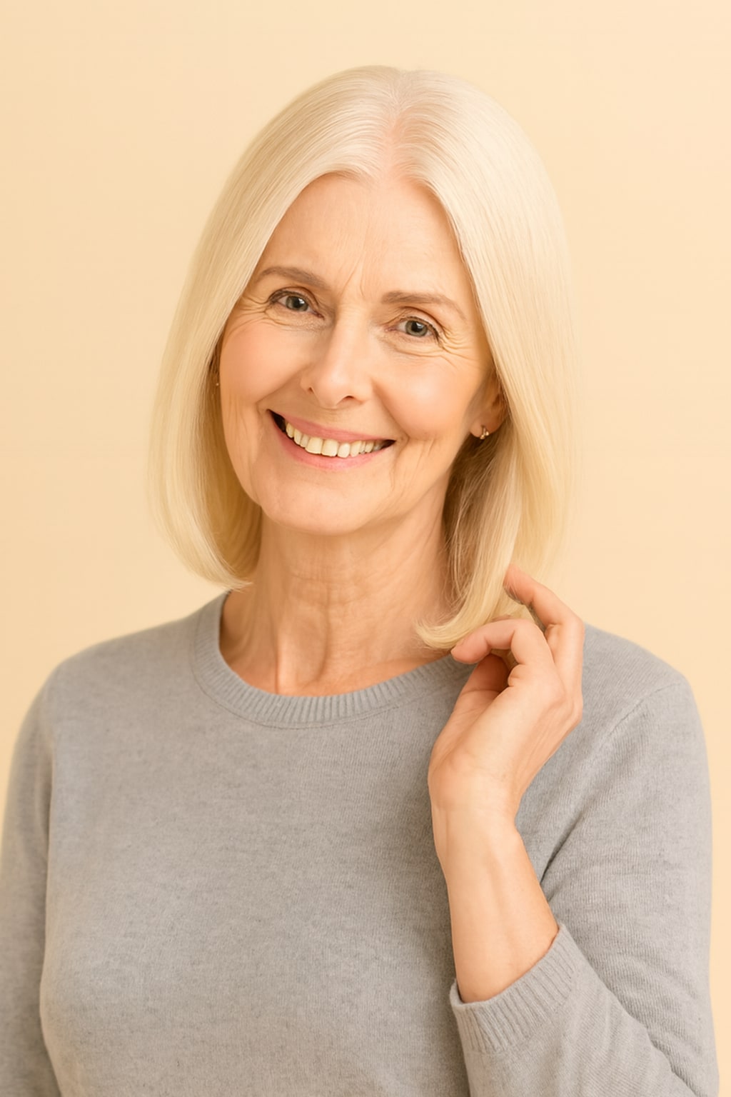 Platinum Blonde Hair Topper for Women with Thinning Hair, Light Platinum Blonde #60, side view