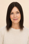 Human Hair Topper for Women with Thinning Hair, Dark Brown #2, front view