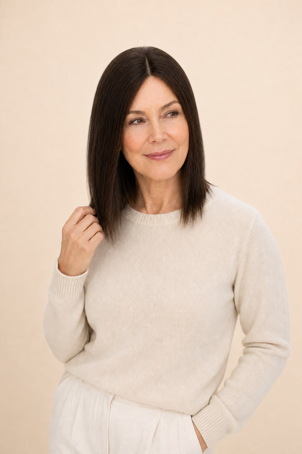 Human Hair Topper for Women with Thinning Hair, Dark Brown #2, side view
