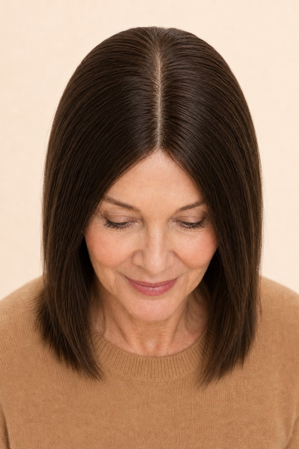 Human Hair Topper for Women with Thinning Hair, Medium Brown #4, hairline and texture close-up
