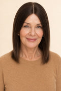 Human Hair Topper for Women with Thinning Hair, Medium Brown #4, front view