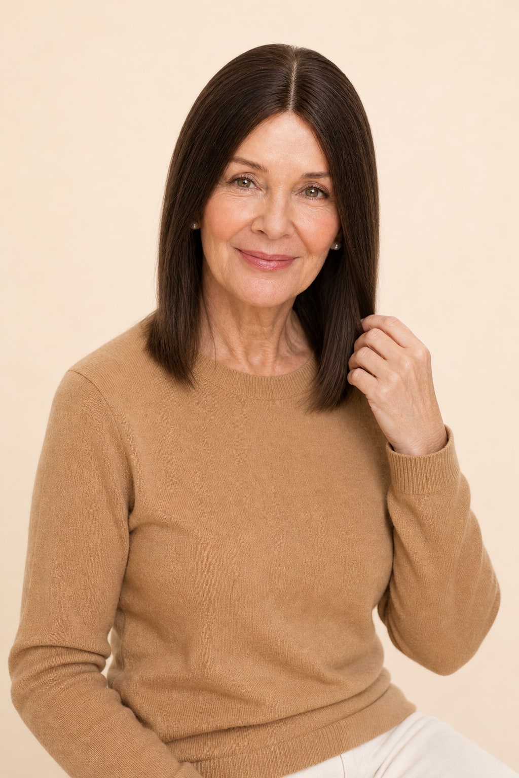 Human Hair Topper for Women with Thinning Hair, Medium Brown #4, side view