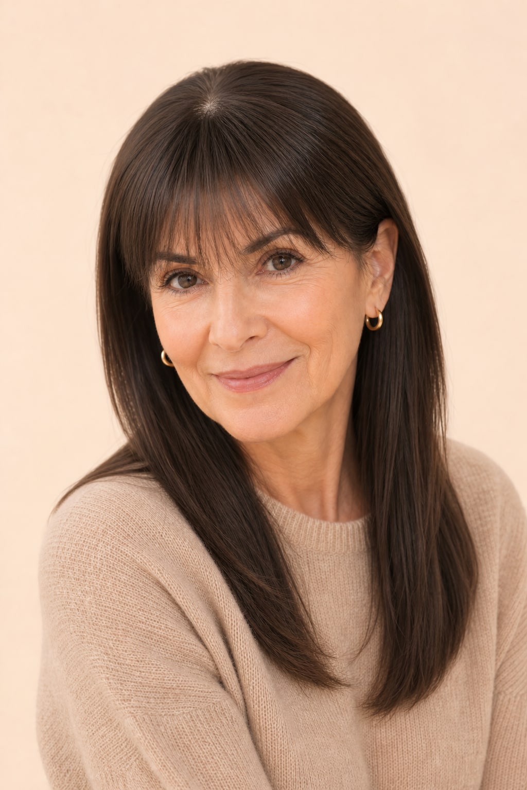Human Hair Topper with Bangs for Women with Thinning Hair, Dark Brown #2, hairline and texture close-up