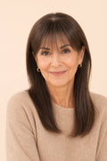 Human Hair Topper with Bangs for Women with Thinning Hair, Dark Brown #2, front view
