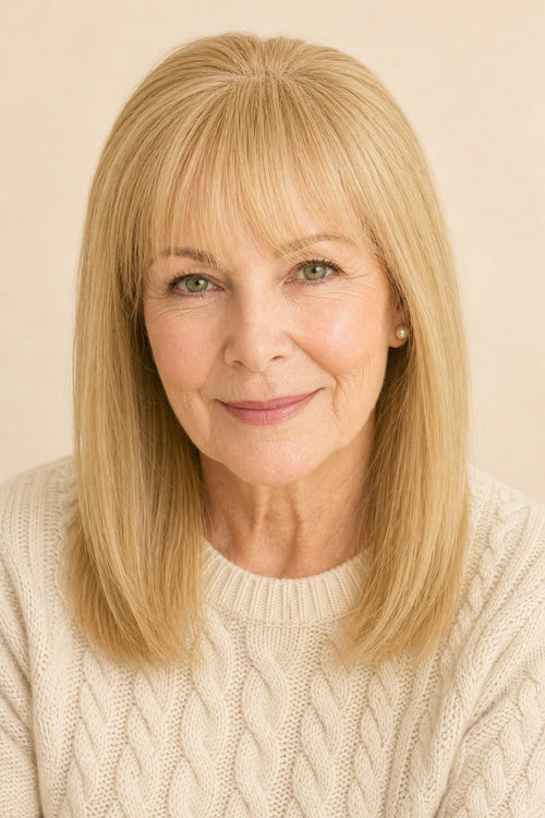 Blonde Hair Topper with Bangs for Women with Thinning Hair, Honey Blonde #27, front view