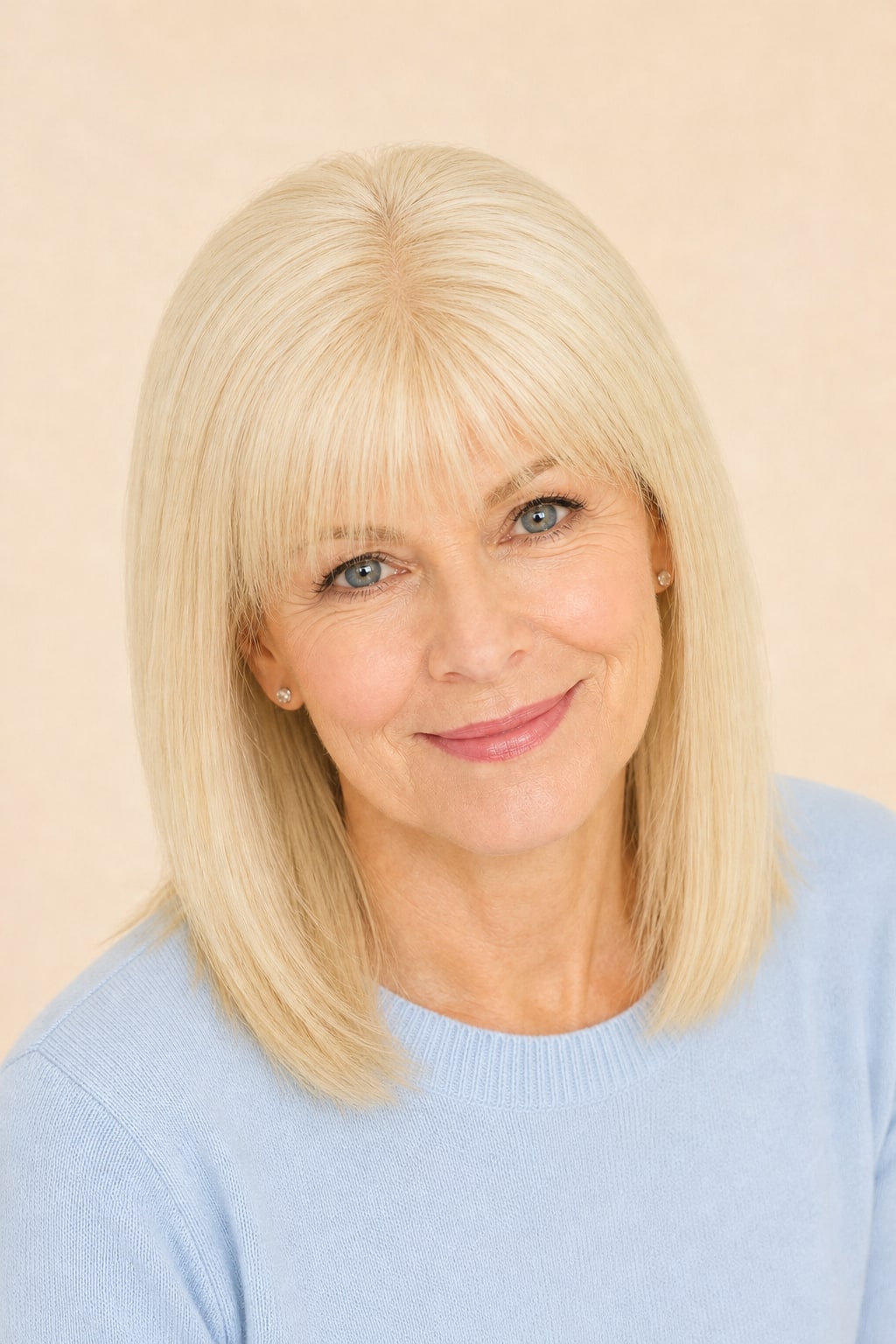 Blonde Hair Topper with Bangs for Women with Thinning Hair, Light Blonde #613, hairline and texture close-up