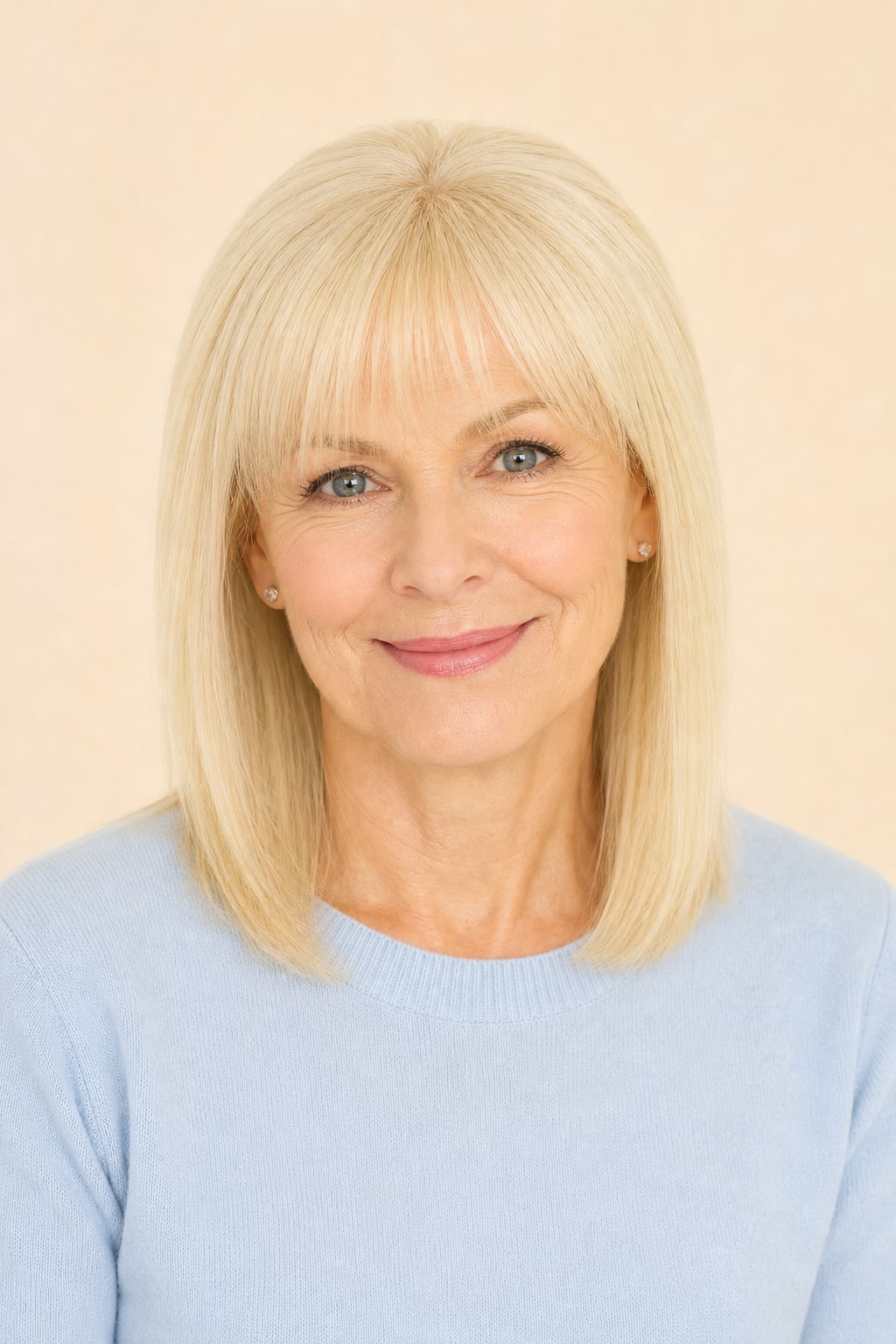 Blonde Hair Topper with Bangs for Women with Thinning Hair, Light Blonde #613, front view