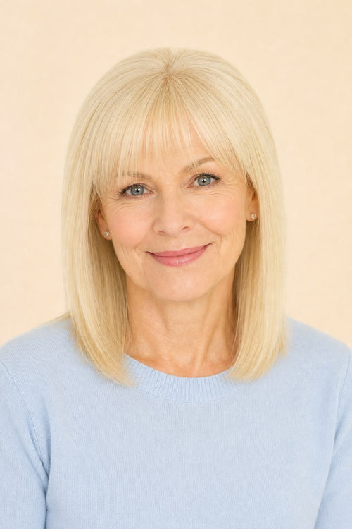 Blonde Hair Topper with Bangs for Women with Thinning Hair, Light Blonde #613, front view