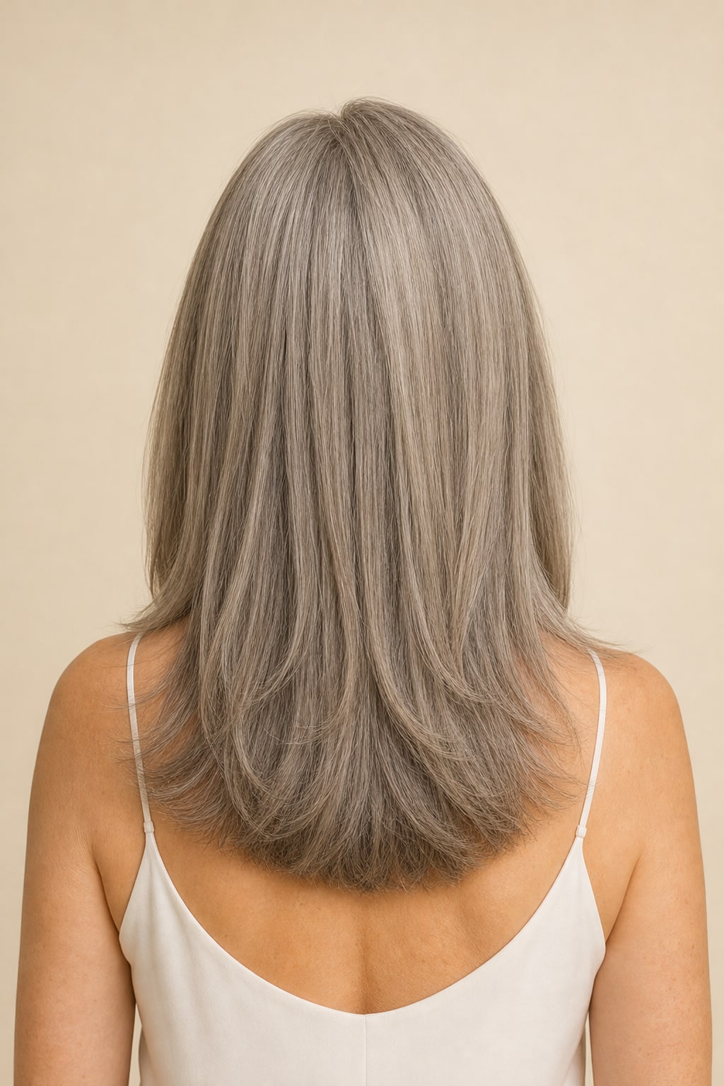 Hair Labs silver grey mono top hair topper, back view