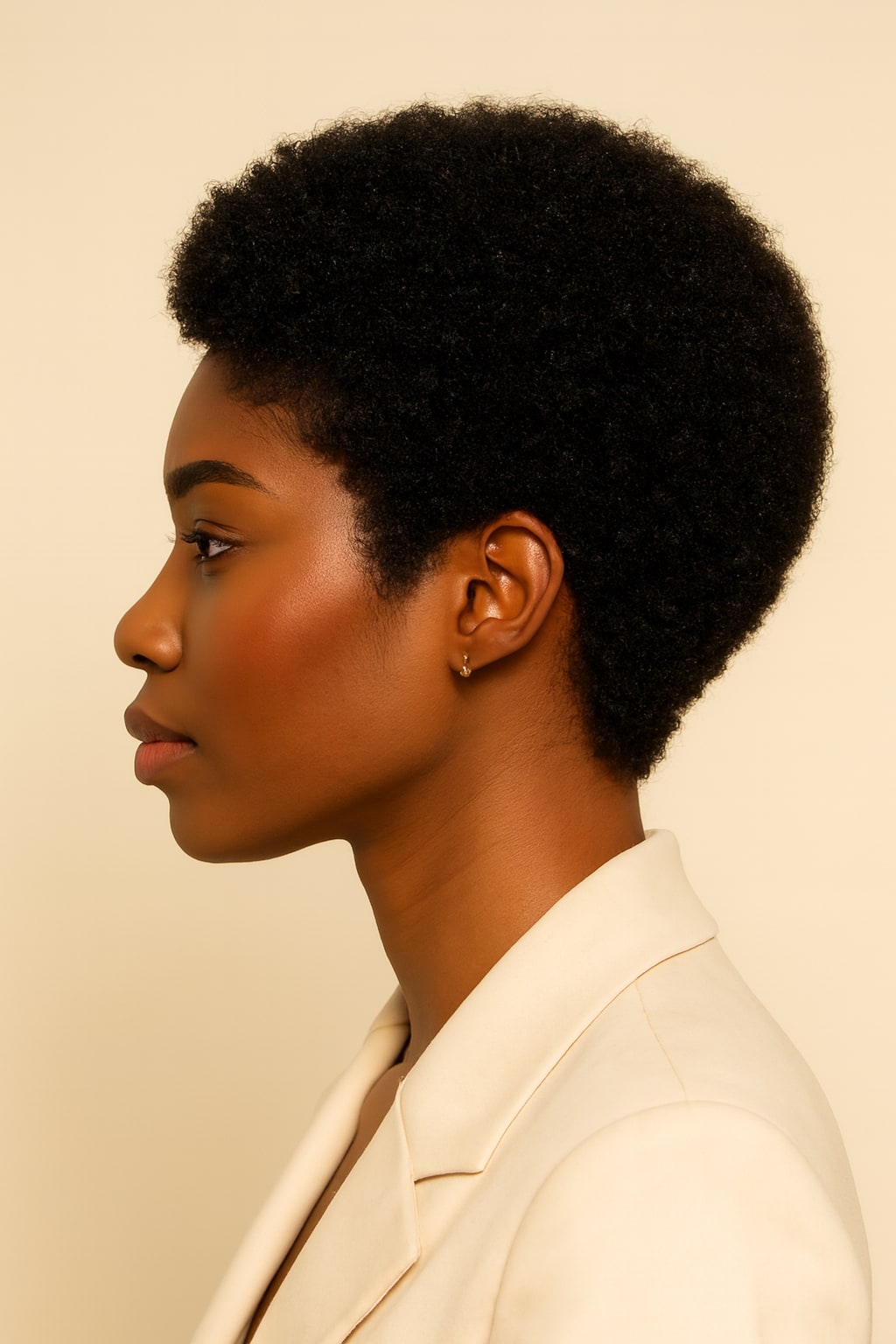 Hair Labs short kinky afro curly wig, side profile