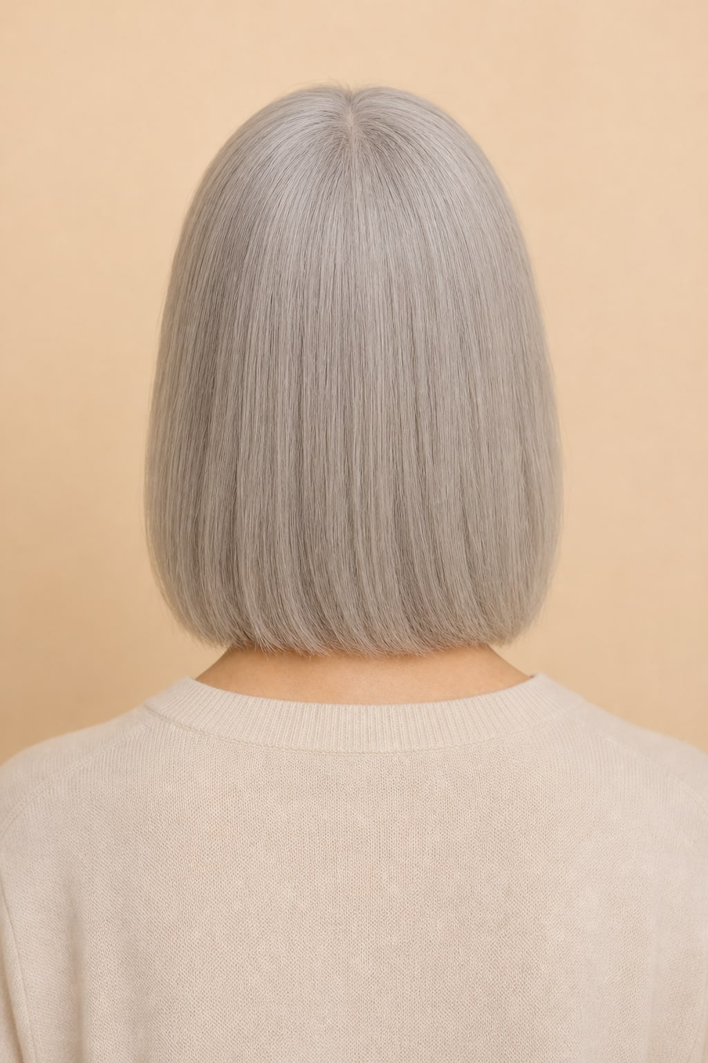 Hair Labs gray hair topper, back view